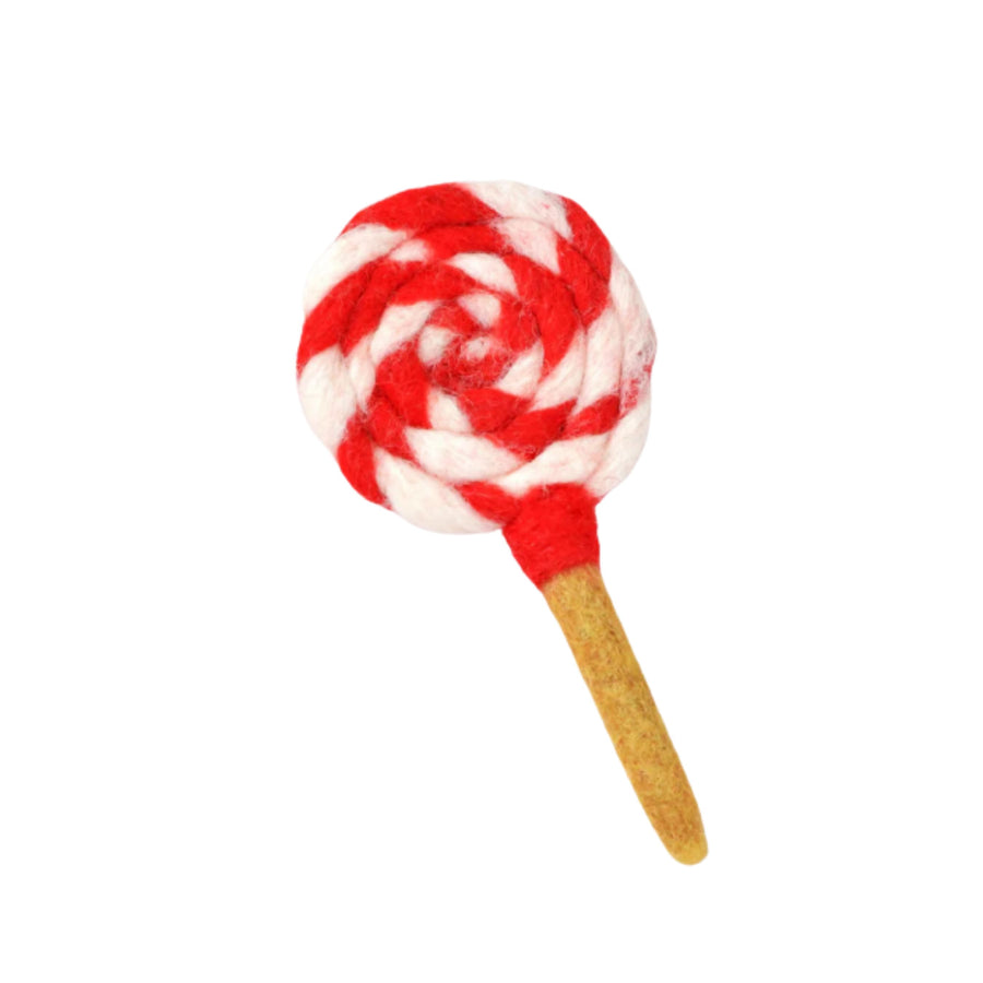 Felt Red and White Swirl Lollipop | Play Food
