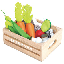 Wooden Harvest Vegetables (Play Food) in Market Crate