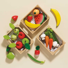 Wooden Harvest Vegetables (Play Food) in Market Crate