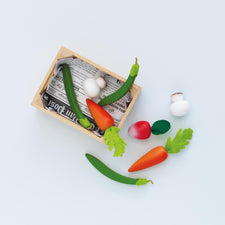 Wooden Harvest Vegetables (Play Food) in Market Crate