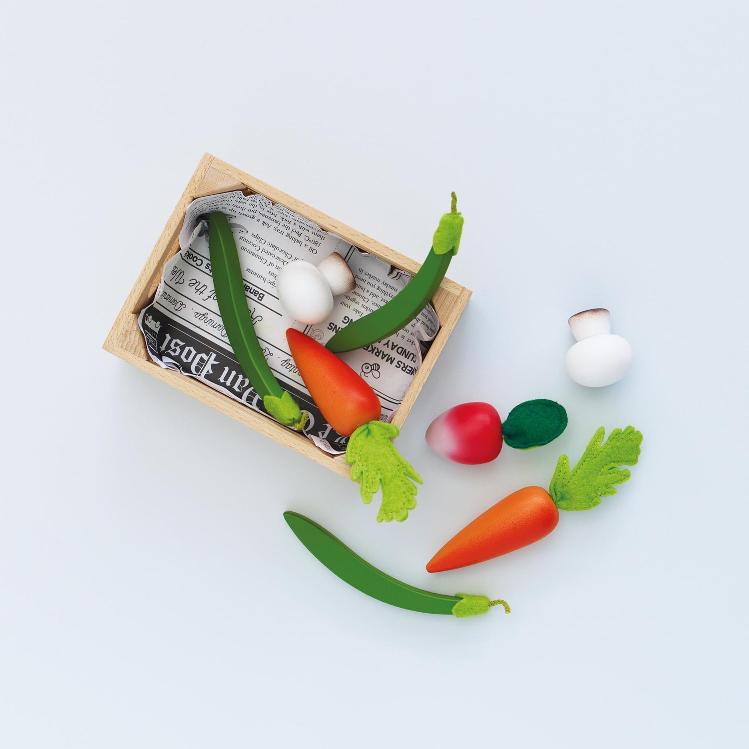 Wooden Harvest Vegetables (Play Food) in Market Crate
