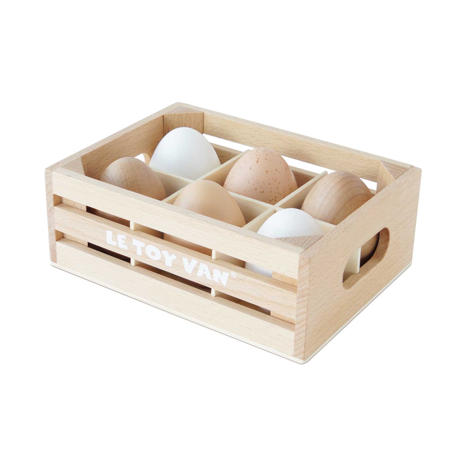 Wooden Toy Farm Eggs In Market Crate