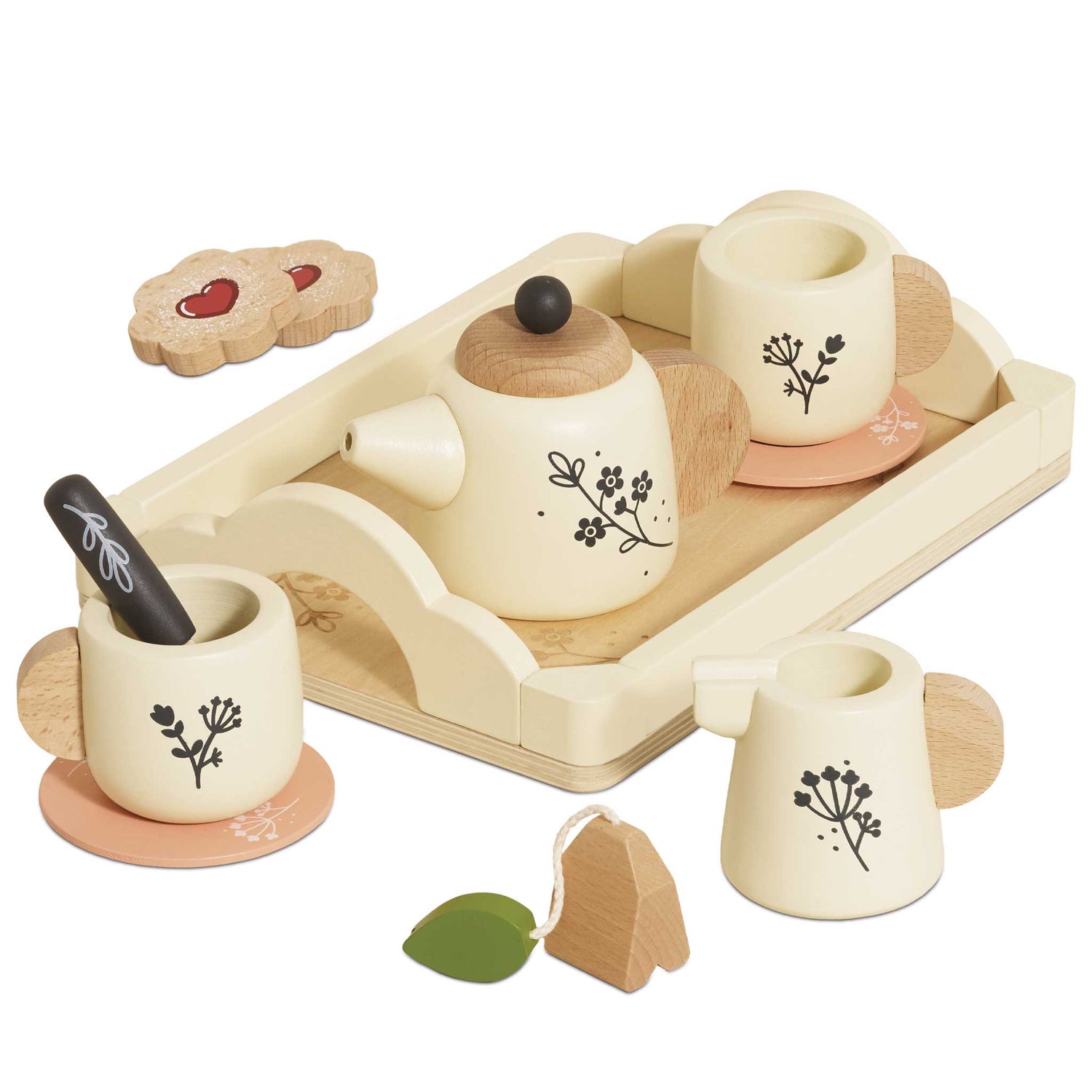 Wooden Toy Tea Set With Tray