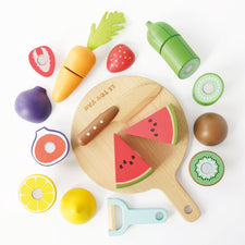 Wooden Chopping Board & Sliceable Play Food