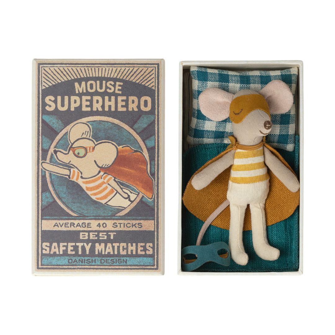 Maileg Superhero Mouse in Matchbox (Little Brother)