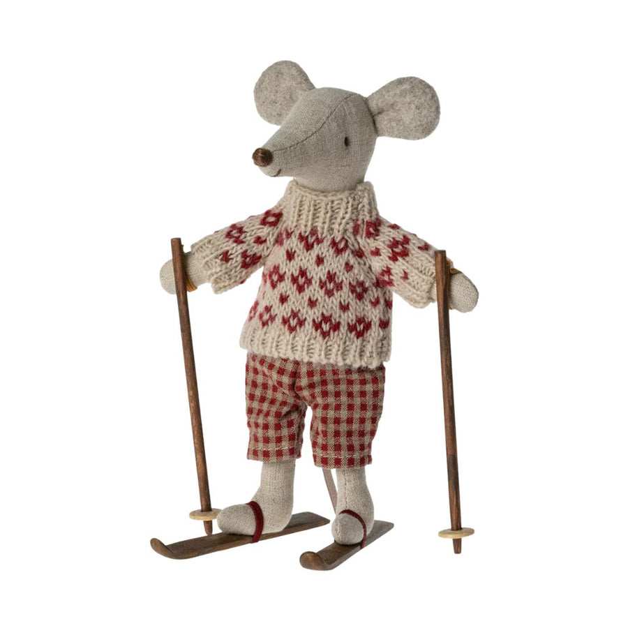 Maileg Winter Mouse with Ski Set (Mum)