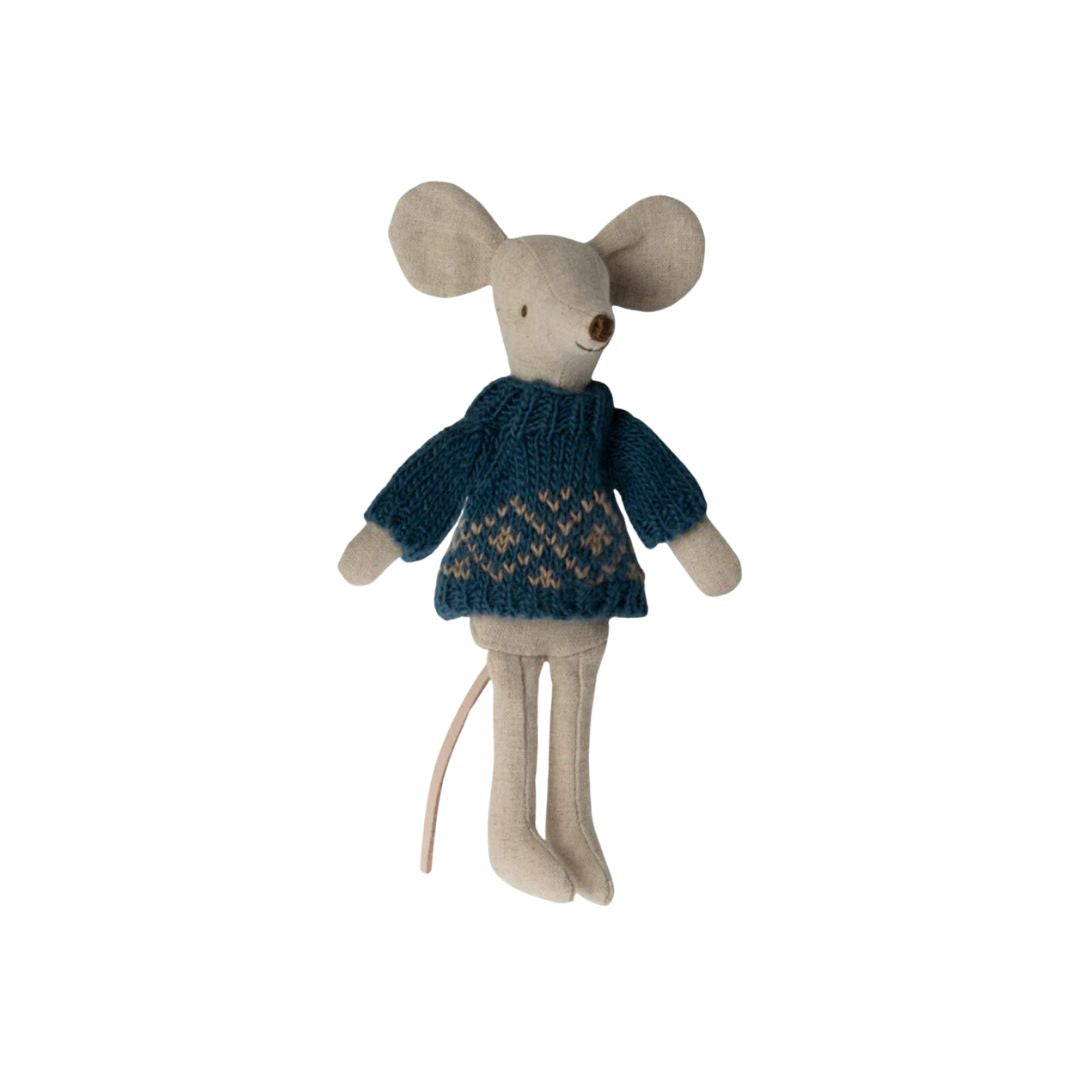 Maileg Knitted Blue Sweater (Mum/Dad Mouse)