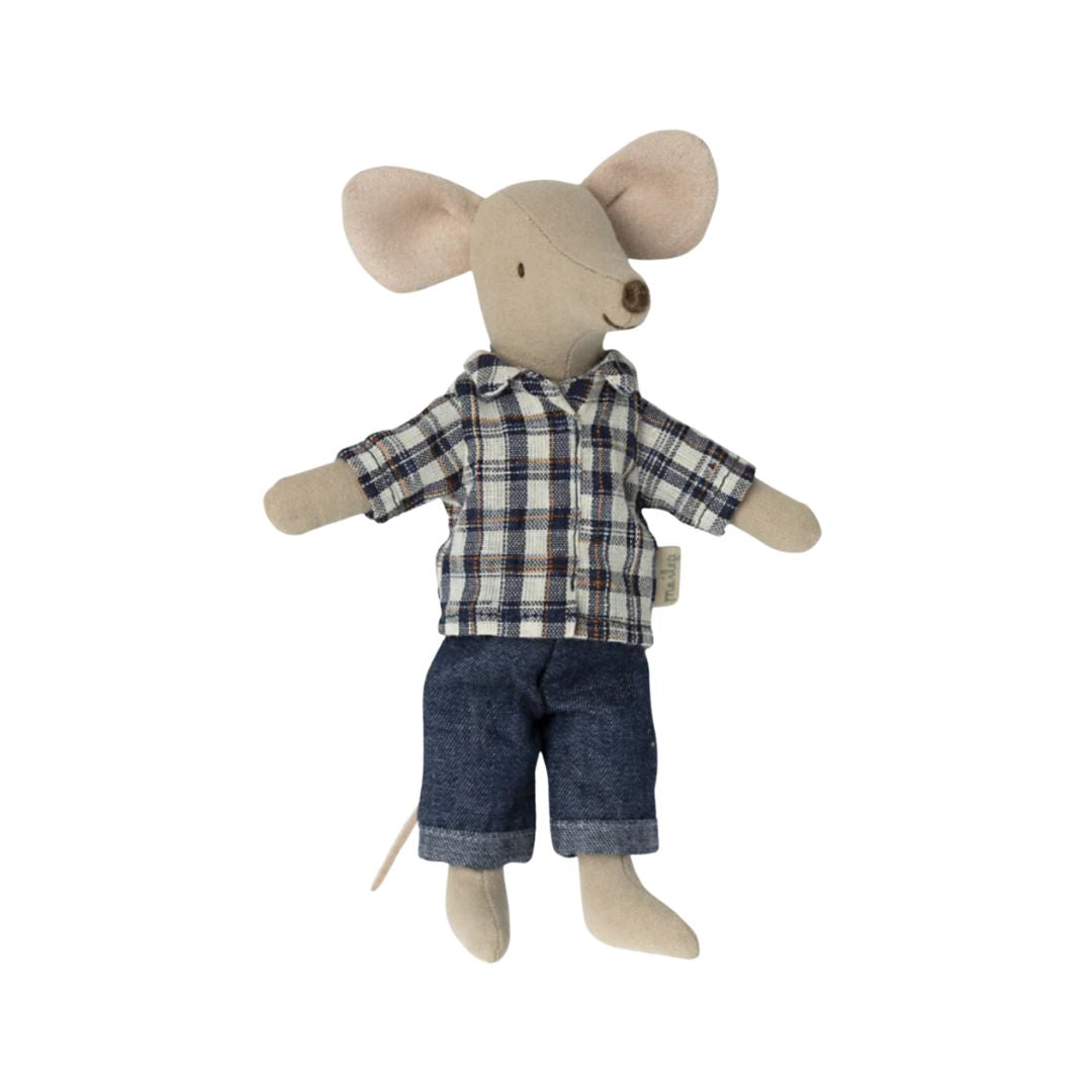 Maileg Jeans and Plaid Shirt Clothing Set (Dad Mouse)
