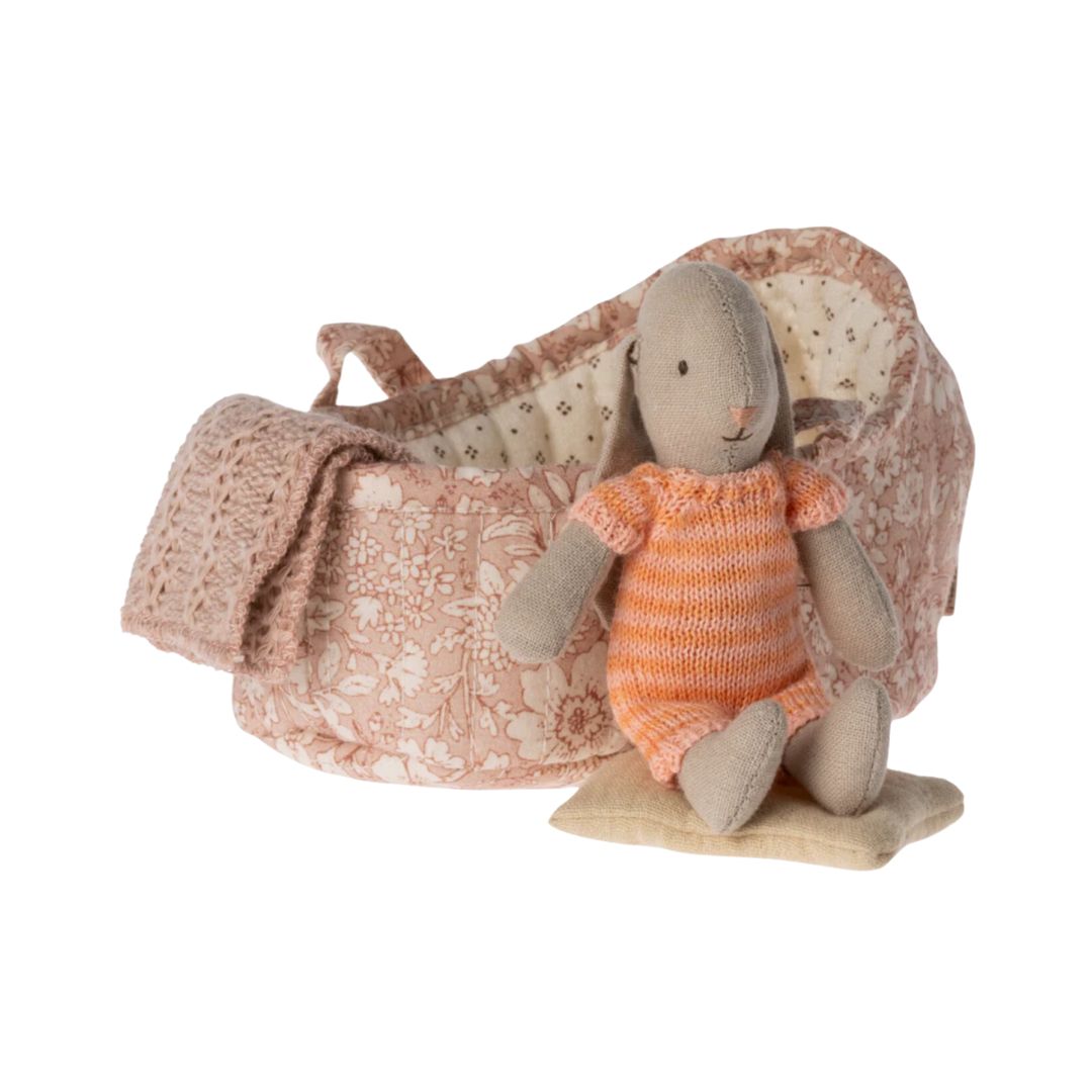 Maileg MICRO Bunny in Carry Cot (Peach)