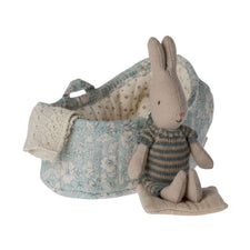 Maileg MICRO Rabbit in Carry Cot (Blue)