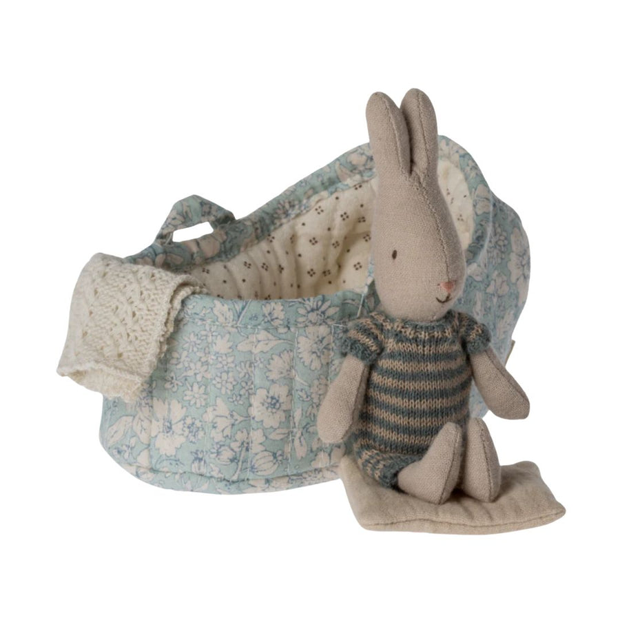 Maileg MICRO Rabbit in Carry Cot (Blue)