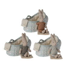 Maileg MICRO Rabbit in Carry Cot (Blue)