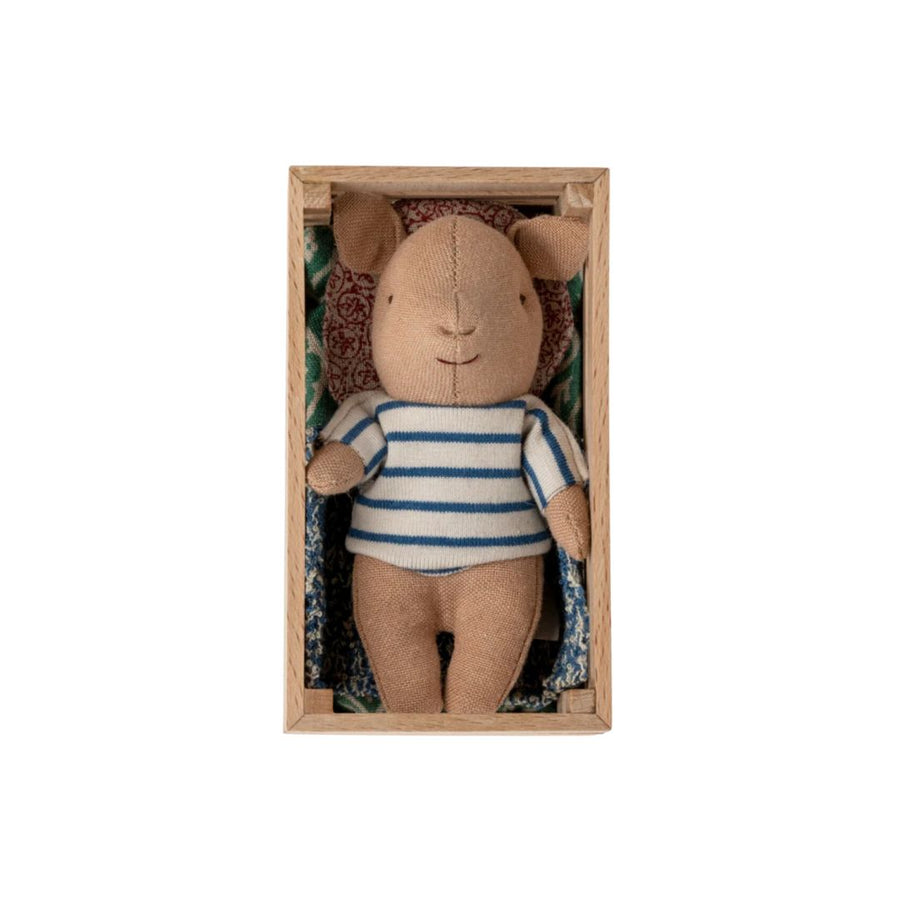 Maileg Baby Pig in a Box (Blue)