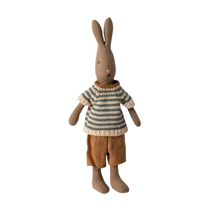 Maileg Rabbit Stripped Shirt and Brown Shorts (SIZE 1)