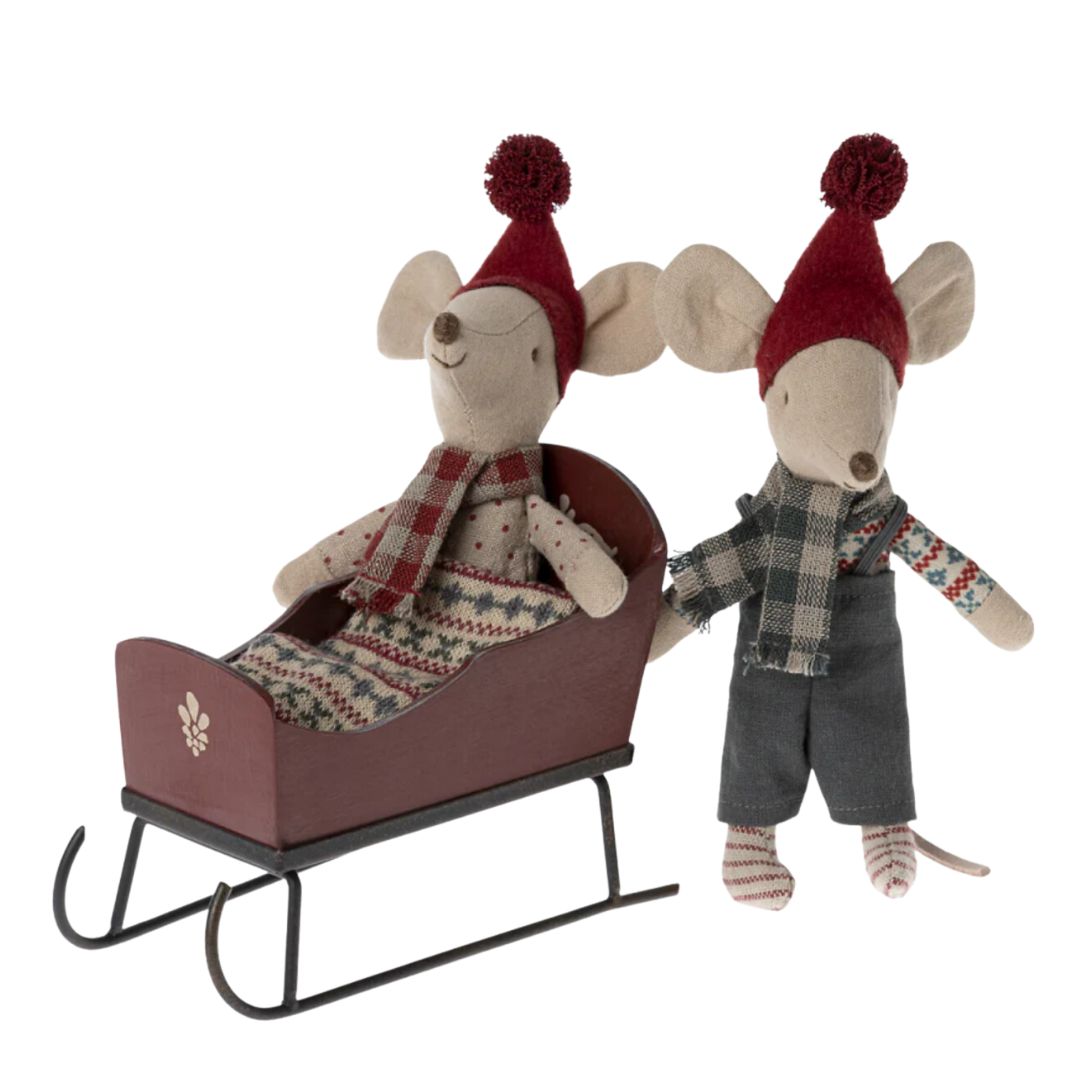 Maileg Red Sleigh with Mattress (Mouse)