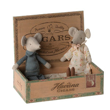 Maileg Mice in Cigar Box (Grandma & Grandpa)