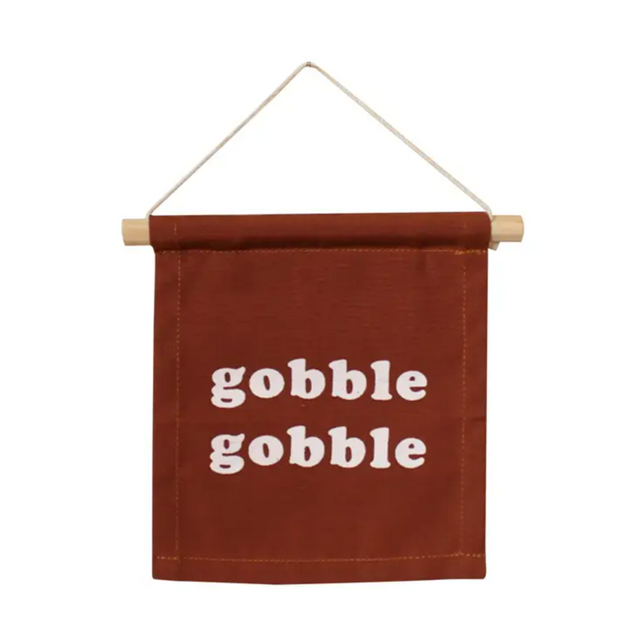 Imani Collective Décor "Gobble Gobble" Hang Sign by Imani Collective  "Give Thanks" Organic Canvas Hang Sign | Fall Kids Room Décor 