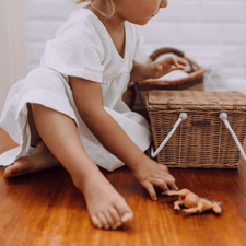 Olli Ella Rattan Piki Rattan Basket by Olli Ella Handmade Wooden Twig Pencils in Porcini Mushroom Basket | Sustainable Kids' Stationary Set | The Playful Peacock