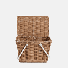 Olli Ella Rattan Piki Rattan Basket by Olli Ella Handmade Wooden Twig Pencils in Porcini Mushroom Basket | Sustainable Kids' Stationary Set | The Playful Peacock