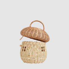 Olli Ella Rattan Rattan Mushroom Basket (Natural) by Olli Ella Natural Rattan Mushroom Basket | Whimsical Rattan Nursery Decor