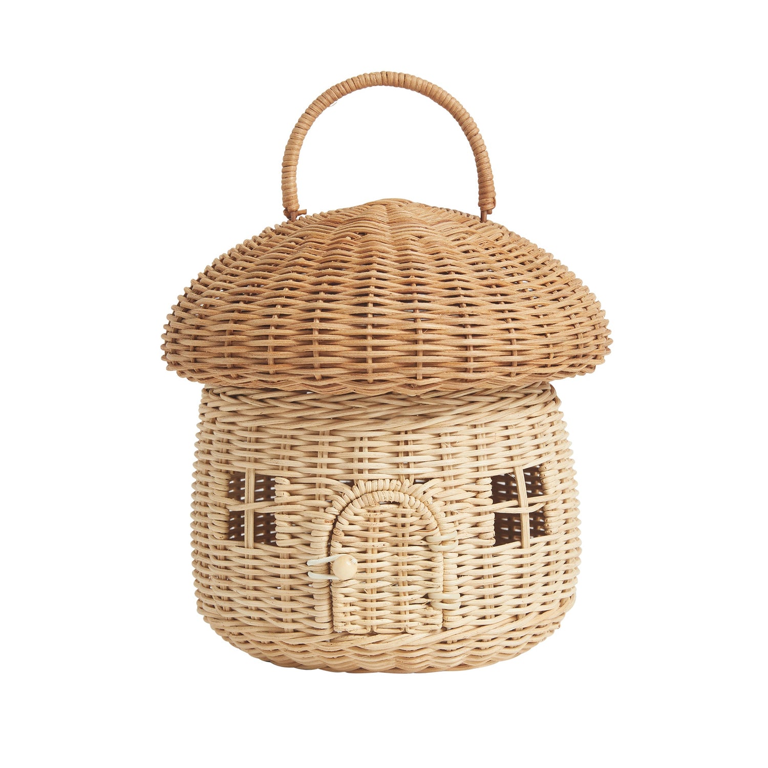 Olli Ella Rattan Rattan Mushroom Basket (Natural) by Olli Ella Natural Rattan Mushroom Basket | Whimsical Rattan Nursery Decor