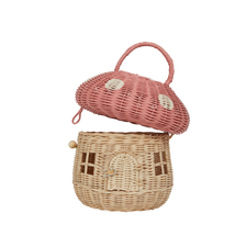 Olli Ella Rattan Rattan Mushroom Basket (Pink Muskl) by Olli Ella Pink Musk Rattan Mushroom Basket | Rattan Baskets for Children