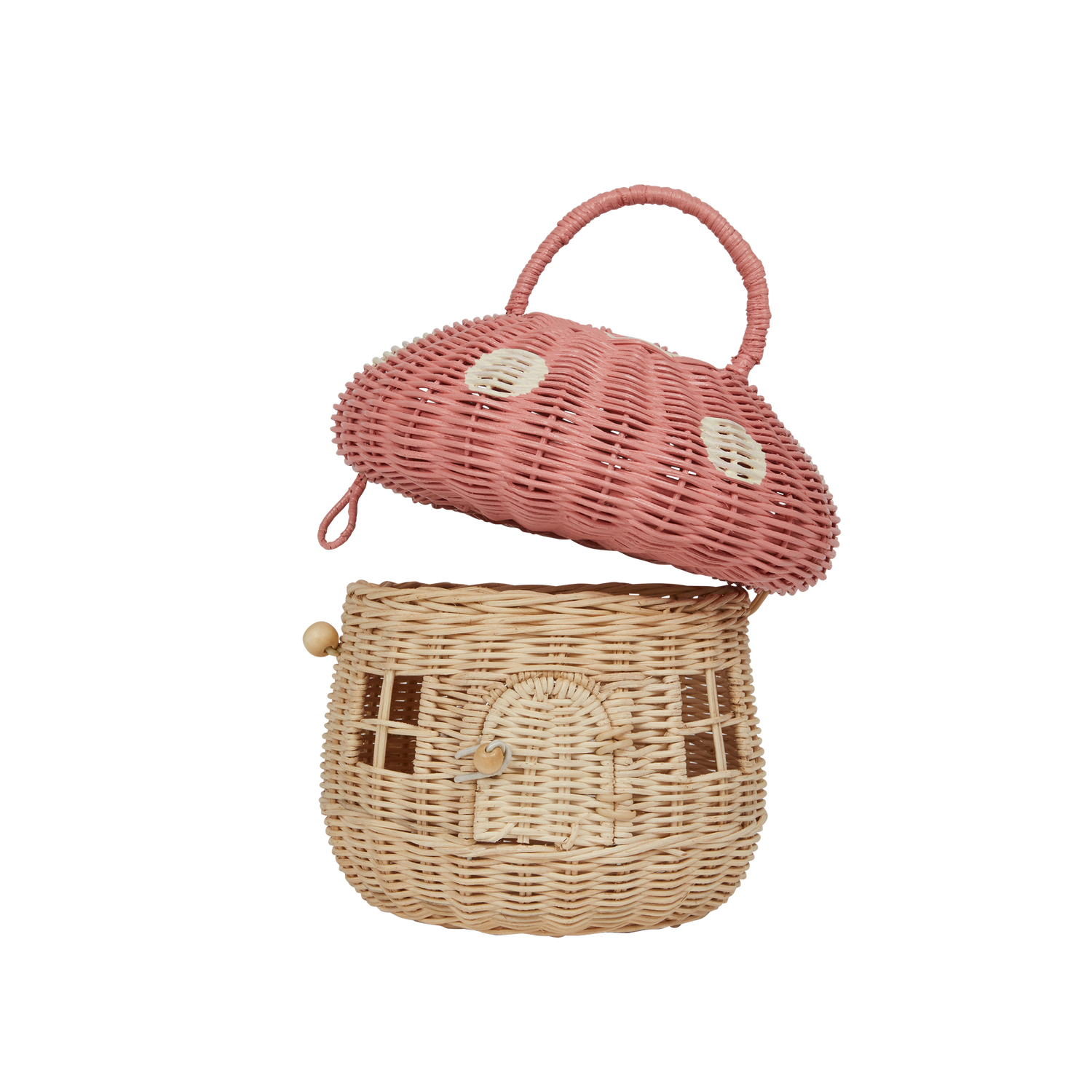 Olli Ella Rattan Rattan Mushroom Basket (Pink Muskl) by Olli Ella Pink Musk Rattan Mushroom Basket | Rattan Baskets for Children