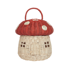Olli Ella Rattan Rattan Mushroom Basket (Red & Cream) by Olli Ella Red & Cream Rattan Mushroom Basket | Handmade Natural Toys | The Playful Peacock