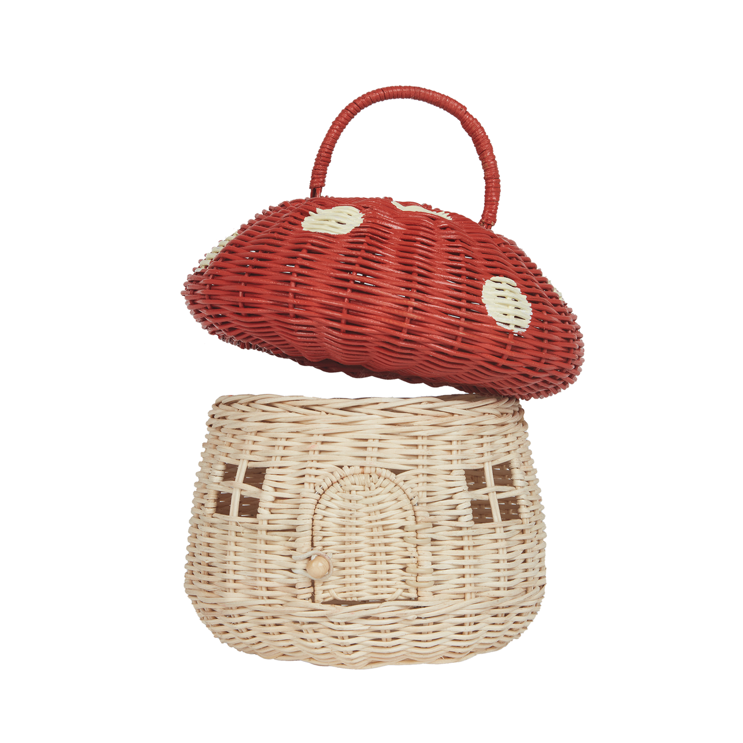 Olli Ella Rattan Rattan Mushroom Basket (Red & Cream) by Olli Ella Red & Cream Rattan Mushroom Basket | Handmade Natural Toys | The Playful Peacock