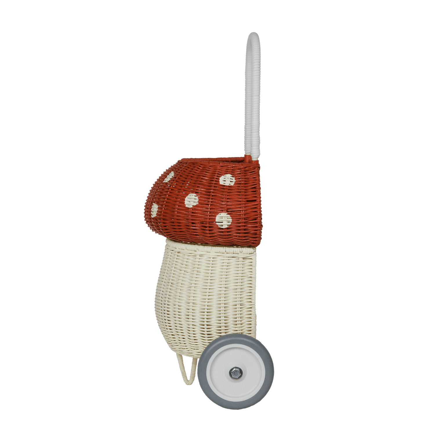 Olli Ella Rattan Rattan Mushroom Luggy (Red) by Olli Ella Olli Ella Red & White Rattan Mushroom Luggy  I Rattan Nursery Decor