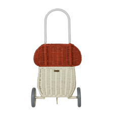 Olli Ella Rattan Rattan Mushroom Luggy (Red) by Olli Ella Olli Ella Red & White Rattan Mushroom Luggy  I Rattan Nursery Decor