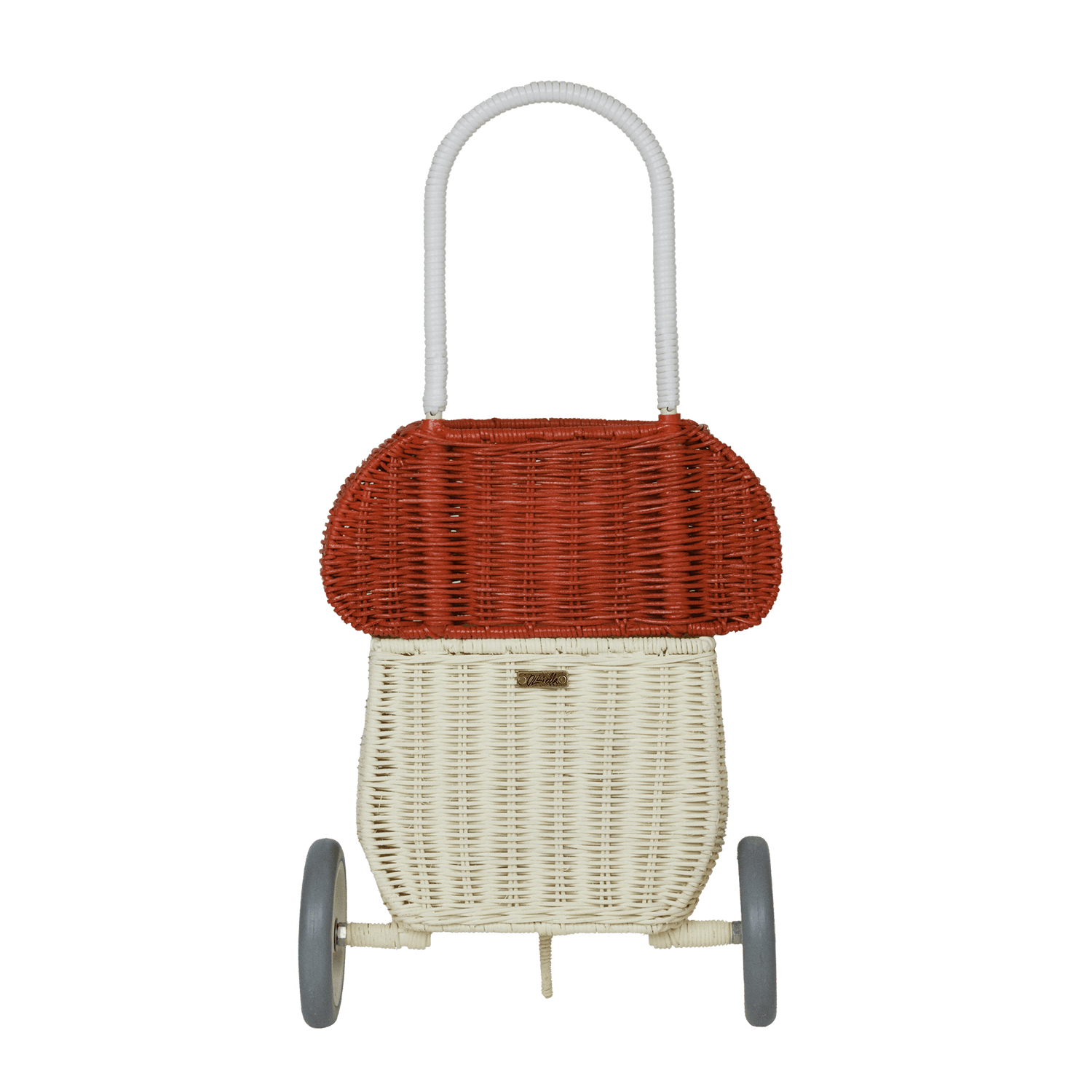 Olli Ella Rattan Rattan Mushroom Luggy (Red) by Olli Ella Olli Ella Red & White Rattan Mushroom Luggy  I Rattan Nursery Decor