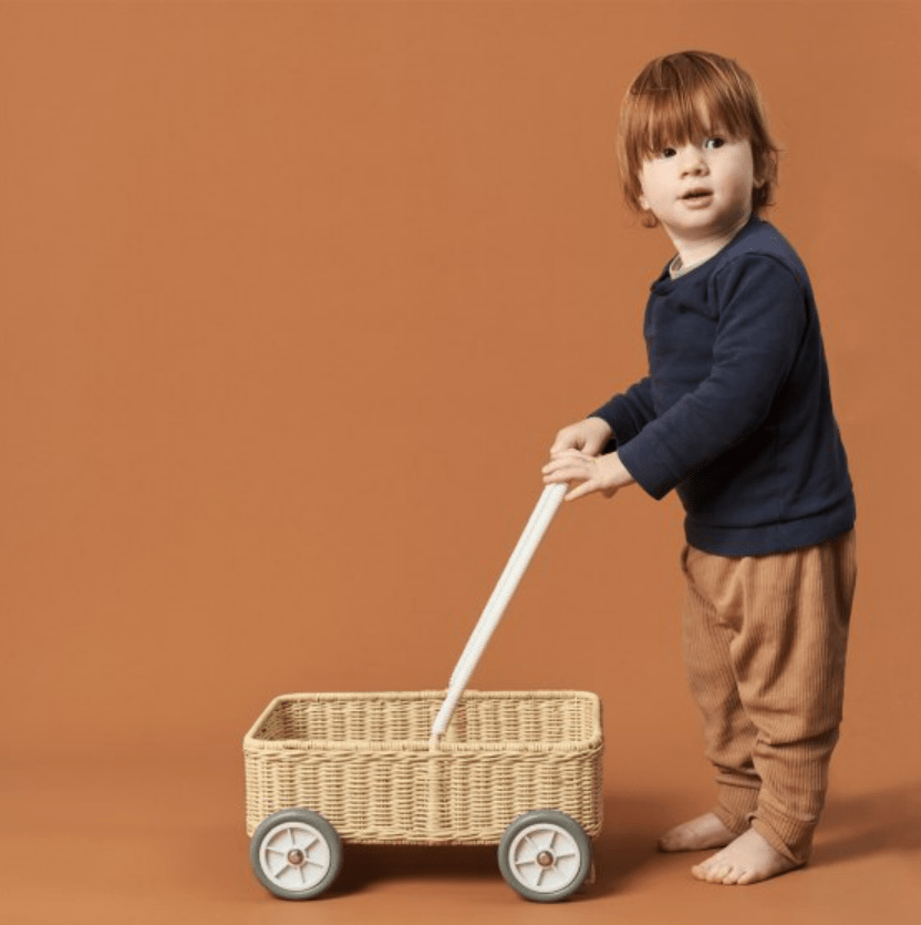 Olli Ella Rattan Rattan Wamble Walker (Straw) by Olli Ella Wamble Walker: Handmade Rattan Toy for Toddlers | Sustainable Kids' Decor