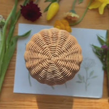 Rattan Porcini Mushroom Basket with Twig Pencils by Olli Ella