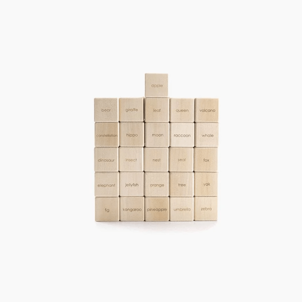 Sabo Concept Building & Stacking Handmade Wooden Alphabet Blocks (Set of 26) Set of 26 Handmade Wooden Alphabet Blocks | Educational Toys | The Playful Peacock