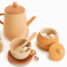 Sabo Concept Pretend Play Handmade Wooden Tea Set (Flower) by Sabo Concept Handmade Wooden Tea Set I Eco-Friendly Heirloom Gift for Pretend Play | Sustainable Toddler Toy Tea Party