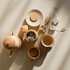 Sabo Concept Pretend Play Handmade Wooden Tea Set (Flower) by Sabo Concept Handmade Wooden Tea Set I Eco-Friendly Heirloom Gift for Pretend Play | Sustainable Toddler Toy Tea Party