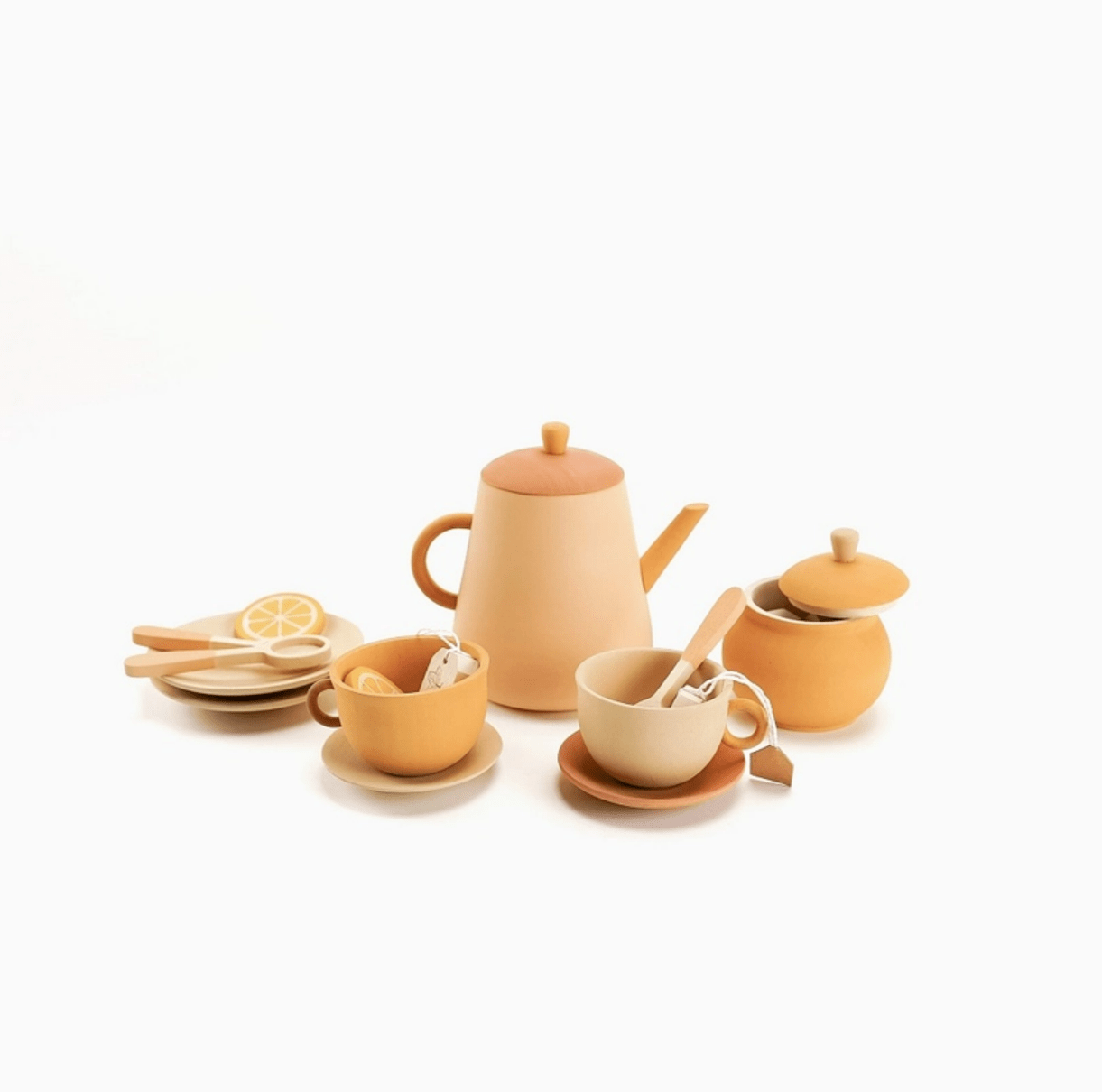 Sabo Concept Pretend Play Handmade Wooden Tea Set (Flower) by Sabo Concept Handmade Wooden Toy Pizza I Eco-Friendly Pretend Play Pizza Toy for Kids