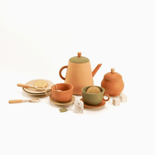 Sabo Concept Pretend Play Handmade Wooden Tea Set (Herbal) by Sabo Concept Handmade Wooden Tea Set I Whimsical Heirloom Gift for Pretend Play | Eco-Friendly Toddler Tea Party Set