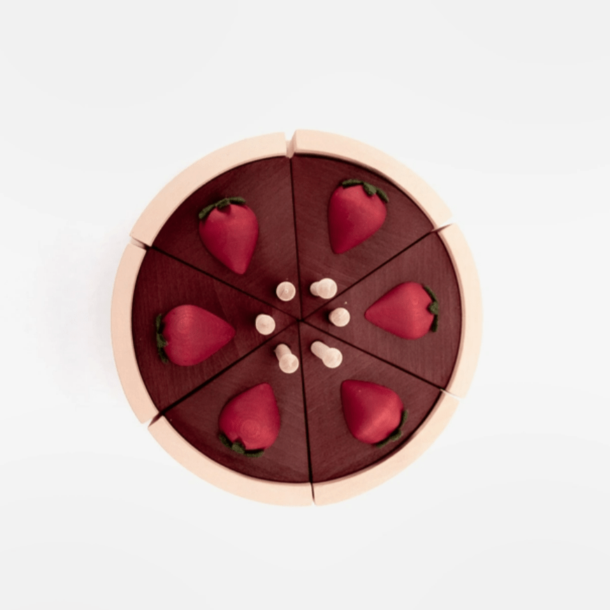 Sabo Concept Toy Food Handmade Wooden Toy Cake (Chocolate) by Sabo Concept Handmade Wooden Toy Pizza I Eco-Friendly Pretend Play Pizza Toy for Kids