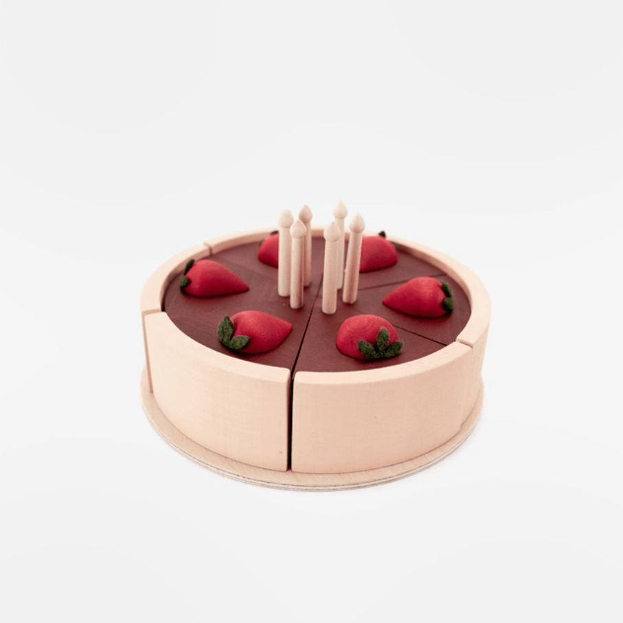 Sabo Concept Toy Food Handmade Wooden Toy Cake (Chocolate) by Sabo Concept Handmade Wooden Toy Pizza I Eco-Friendly Pretend Play Pizza Toy for Kids