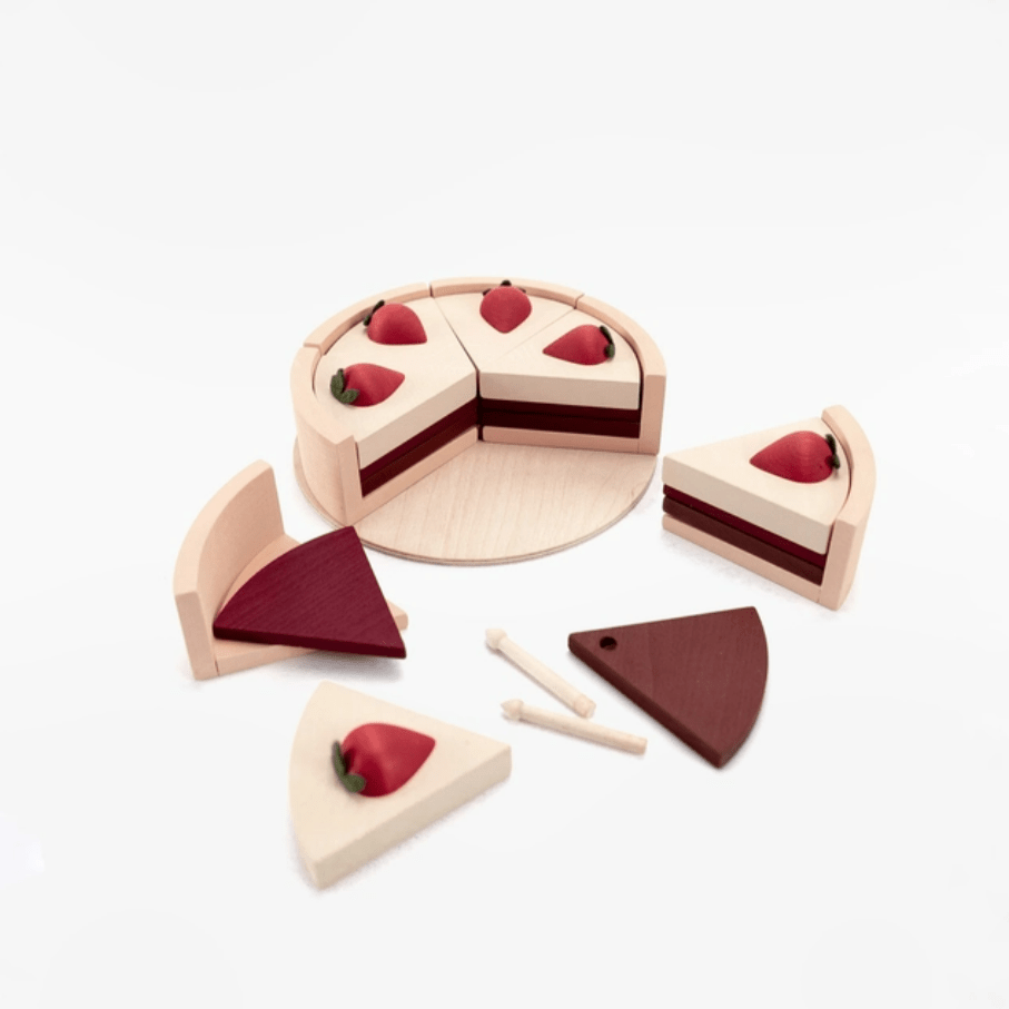 Sabo Concept Toy Food Handmade Wooden Toy Cake (Chocolate) by Sabo Concept Handmade Wooden Toy Pizza I Eco-Friendly Pretend Play Pizza Toy for Kids