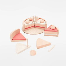 Sabo Concept Toy Food Handmade Wooden Toy Cake (Pink) by Sabo Concept Handmade Wooden Toy Chocolate Cake - Creative Play for Kids | Unique Imaginative Cake Set