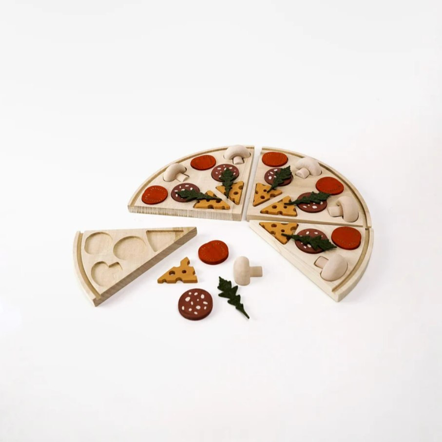 Sabo Concept Toy Food Handmade Wooden Toy Pizza by Sabo Concept Handmade Wooden Toy Pizza I Eco-Friendly Pretend Play Pizza Toy for Kids