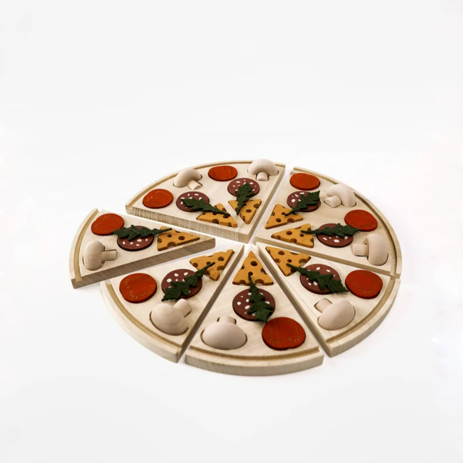 Sabo Concept Toy Food Handmade Wooden Toy Pizza by Sabo Concept Handmade Wooden Toy Pizza I Eco-Friendly Pretend Play Pizza Toy for Kids