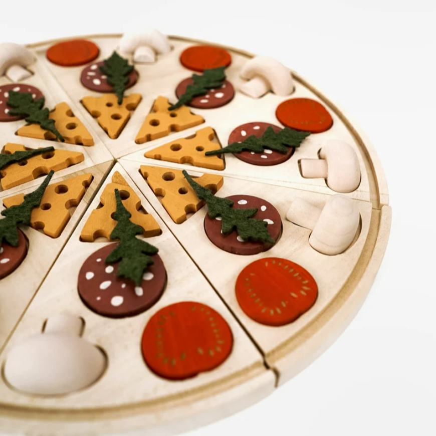 Sabo Concept Toy Food Handmade Wooden Toy Pizza by Sabo Concept Handmade Wooden Toy Pizza I Eco-Friendly Pretend Play Pizza Toy for Kids