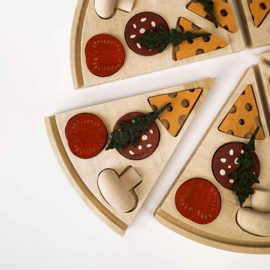 Sabo Concept Toy Food Handmade Wooden Toy Pizza by Sabo Concept Handmade Wooden Toy Pizza I Eco-Friendly Pretend Play Pizza Toy for Kids