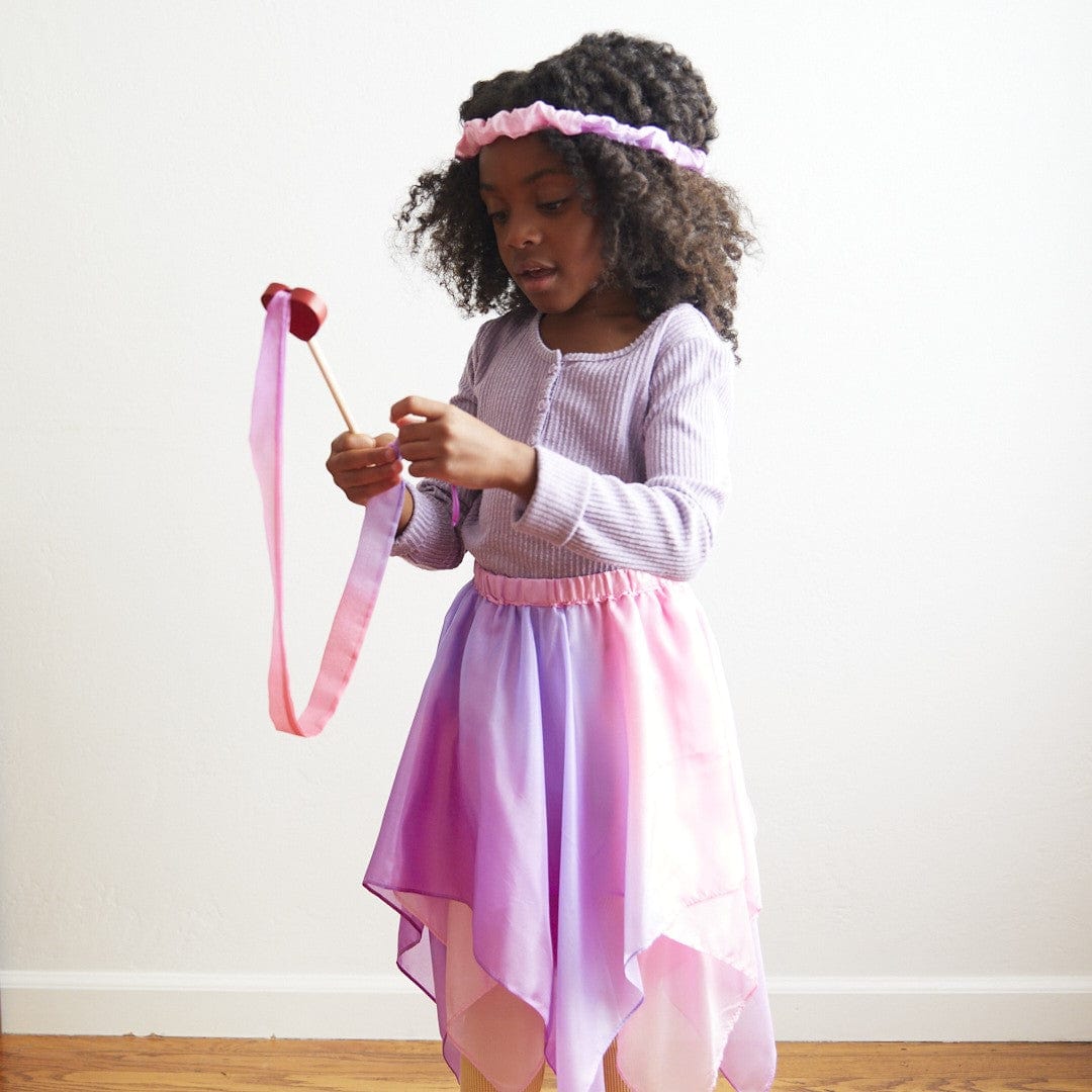 Sarah's Silks Dress Up Play Large Silk & Wood Streamer (Blossom Heart) Pink & Purple Silk & Wood Streamer I Wand for Pretend Play