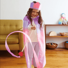 Sarah's Silks Dress Up Play Large Silk & Wood Streamer (Blossom Heart) Pink & Purple Silk & Wood Streamer I Wand for Pretend Play