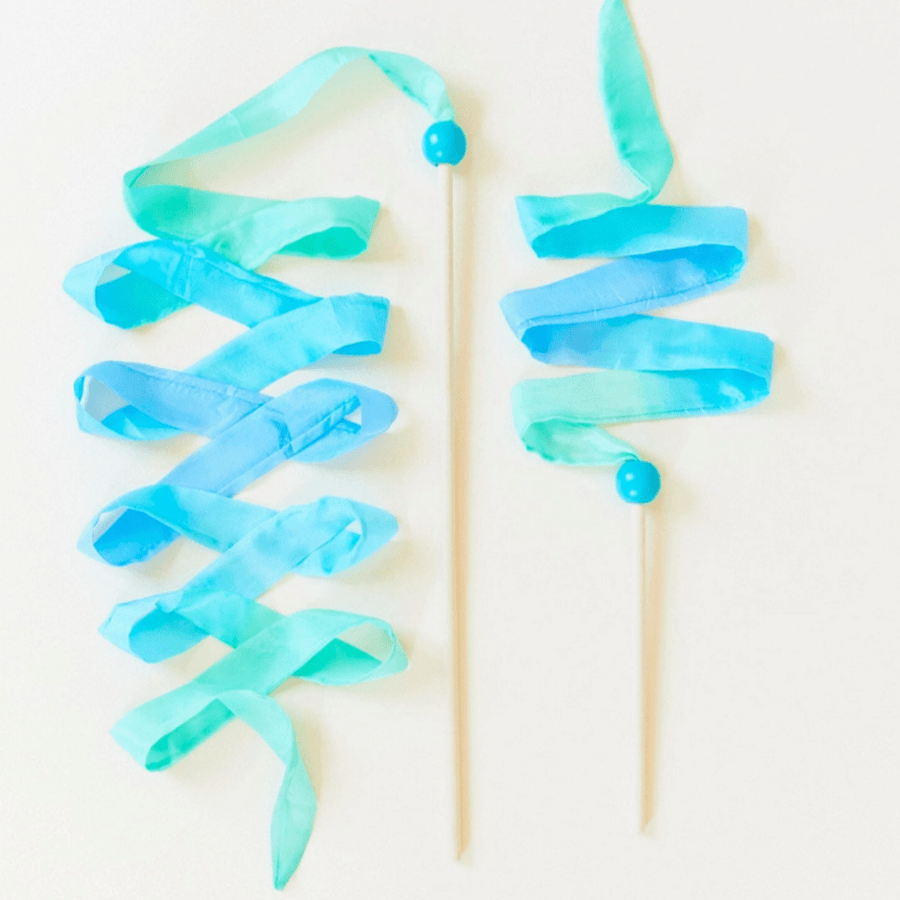 Sarah's Silks Dress Up Play Mini Silk & Wood Streamer (Sea) Mini Sea Streamer I Silk & Wood Birthday Wand